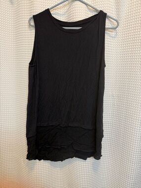 Soft Surroundings Black Sleeveless Tank with Layered Hem